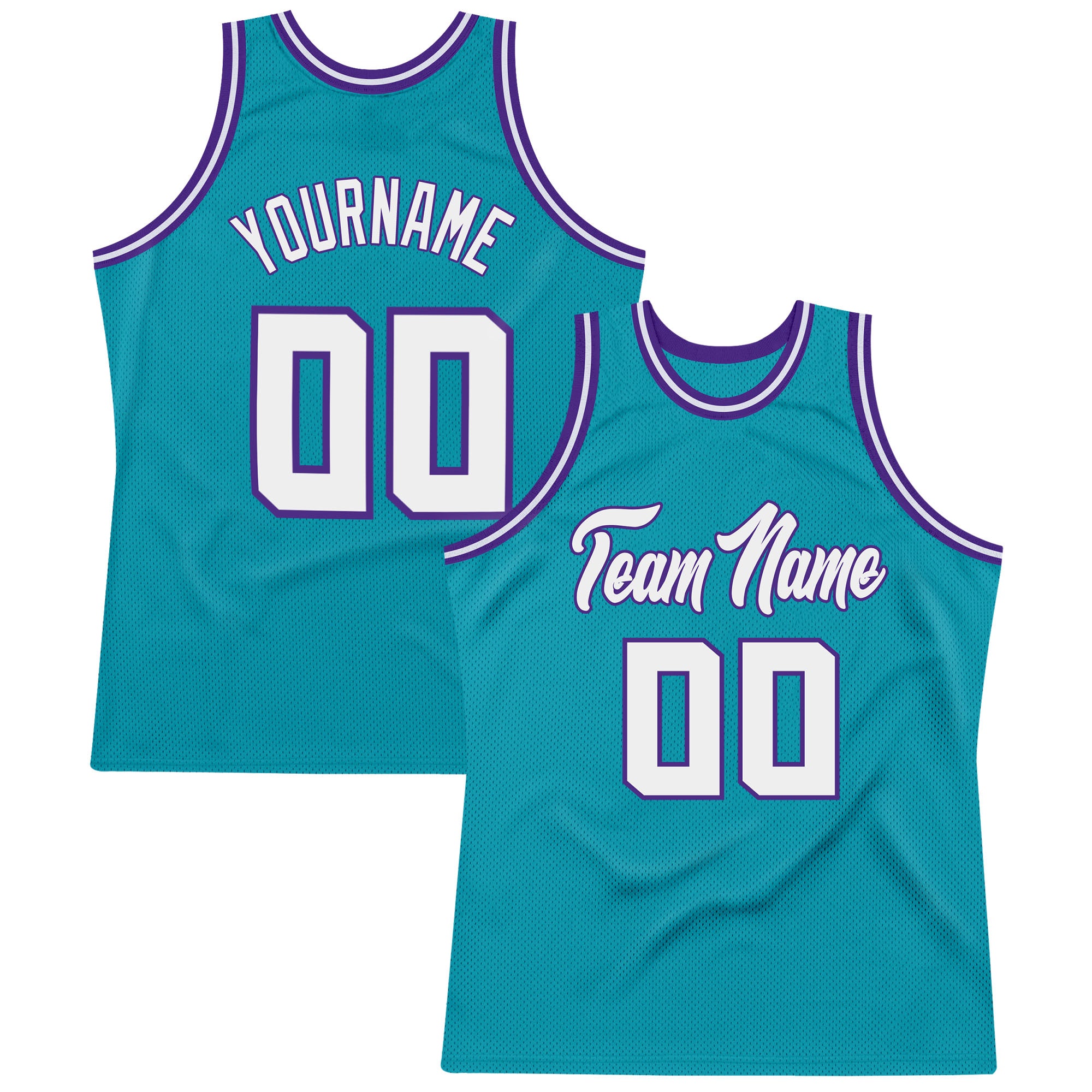 Custom Name Number Authentic Basketball Jersey Teal White Purple Throwback Design Personalized Teal White-Purple Authentic