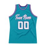 Custom Name Number Authentic Basketball Jersey Teal White Purple Throwback Design Personalized Teal White-Purple Authentic