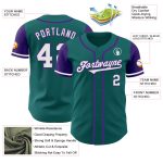 Personalized Custom Name Number Two Tone Baseball Jersey Teal White Purple Personalized Teal White-Purple Authentic Two Tone