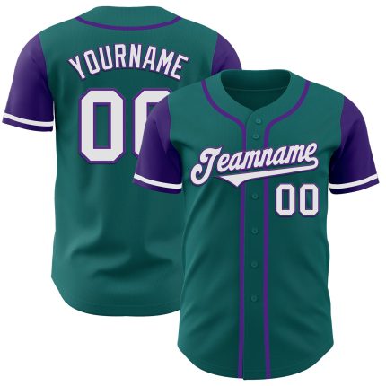 Personalized Custom Name Number Two Tone Baseball Jersey Teal White Purple Personalized Teal White-Purple Authentic Two Tone