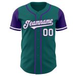 Personalized Custom Name Number Two Tone Baseball Jersey Teal White Purple Personalized Teal White-Purple Authentic Two Tone