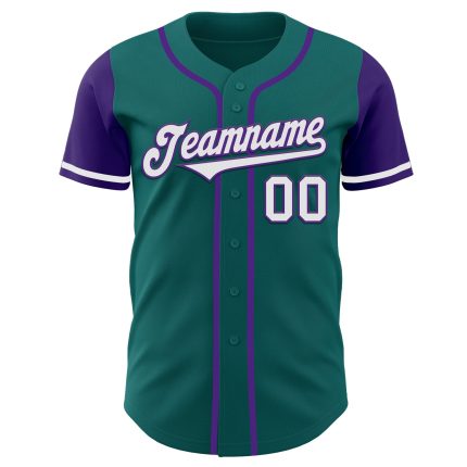 Personalized Custom Name Number Two Tone Baseball Jersey Teal White Purple Personalized Teal White-Purple Authentic Two Tone