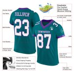 Personalized Authentic Football Jersey - Teal White Purple Mesh Design Personalized Teal White-Purple Mesh Authentic Football