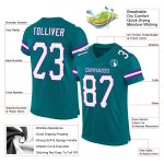 Custom Personalized Football Jersey - Teal White Purple Mesh, Team Name & Number Personalized Teal White-Purple Mesh Authentic