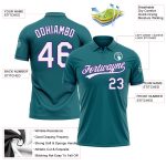 Custom Team Name & Number Golf Polo Shirt - Personalized Teal White-Purple Performance Vapor Personalized Teal White-Purple