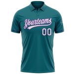 Custom Team Name & Number Golf Polo Shirt - Personalized Teal White-Purple Performance Vapor Personalized Teal White-Purple