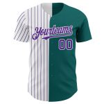 Custom Name Number Authentic Teal White Purple Pinstripe Baseball Jersey - Personalized Team Fashion Jersey Personalized