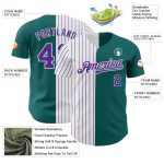 Custom Name Number Authentic Teal White Purple Pinstripe Baseball Jersey - Personalized Team Fashion Jersey Personalized