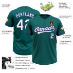 Custom Name and Number Two-Button Unisex Softball Jersey in Teal White Purple - Personalized Team Jersey Personalized Teal