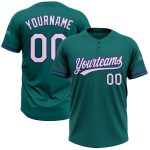 Custom Name and Number Two-Button Unisex Softball Jersey in Teal White Purple - Personalized Team Jersey Personalized Teal