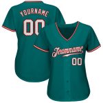 Personalized Authentic Baseball Jersey - Teal White Red Color Options Personalized Teal White-Red Authentic Baseball Jersey