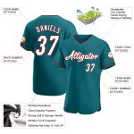 Custom Authentic Baseball Jersey with Personalized Name & Number in Teal, White, and Red Personalized Teal White-Red Authentic