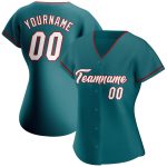 Custom Authentic Baseball Jersey with Personalized Name & Number in Teal, White, and Red Personalized Teal White-Red Authentic
