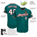Personalized Authentic Baseball Jersey - Teal White Red Color Options Personalized Teal White-Red Authentic Baseball Jersey