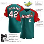 Custom Name Number Baseball Jersey Teal White Red Authentic Raglan Sleeves Personalized Team Apparel Personalized Teal White-Red