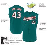 Custom Name and Number Sleeveless Baseball Jersey - Personalized Teal White-Red Authentic Team Gear Personalized Teal White-Red