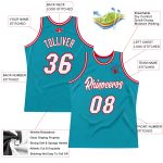 Custom Name and Number Authentic Basketball Jersey - Personalized Teal White Red Throwback Style Personalized Teal White-Red