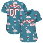 Custom Name and Number 3D Christmas Baseball Jersey - Teal White Red Authentic Team Gear Personalized Teal White-Red Christmas
