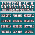 Custom Team Football Jersey with Personalized Name and Number in Teal, White, and Red Mesh Personalized Teal White-Red Mesh