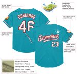 Personalized Custom Name and Number Teal White Red Mesh Throwback Baseball Jersey Personalized Teal White-Red Mesh Authentic