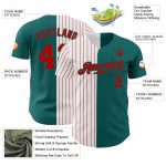 Custom Name Number Baseball Jersey - Personalized Teal White Red Pinstripe Authentic Split Fashion Jersey for Team Personalized