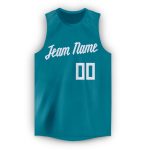 Personalized Teal and White Basketball Jersey for Custom Teams, Round Neck Design Personalized Teal White Round Neck Basketball