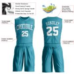 Personalized Teal White Basketball Jersey for Men | Round Neck Suit Design Personalized Teal White Round Neck Suit Basketball