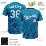 Custom Team Softball Jersey - Unisex Two-Button in Teal White-Royal 3D Pattern with Personalized Name and Number Personalized