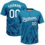Custom Team Softball Jersey - Unisex Two-Button in Teal White-Royal 3D Pattern with Personalized Name and Number Personalized