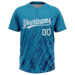 Custom Team Softball Jersey - Unisex Two-Button in Teal White-Royal 3D Pattern with Personalized Name and Number Personalized