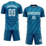 Personalized Teal and White Soccer Jersey - Custom Sublimation Uniform for Players Personalized Teal White Sublimation Soccer