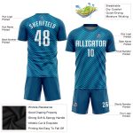 Personalized Teal and White Soccer Jersey - Custom Sublimation Uniform for Players Personalized Teal White Sublimation Soccer