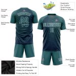 Custom Soccer Jersey with Personalized Name and Number, Teal and White Sublimation Uniform Personalized Teal White Sublimation