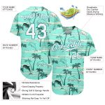 Custom Name and Number Hawaii Palm Trees Baseball Jersey - Personalized Teal White 3D Pattern Design Personalized Teal White-Teal
