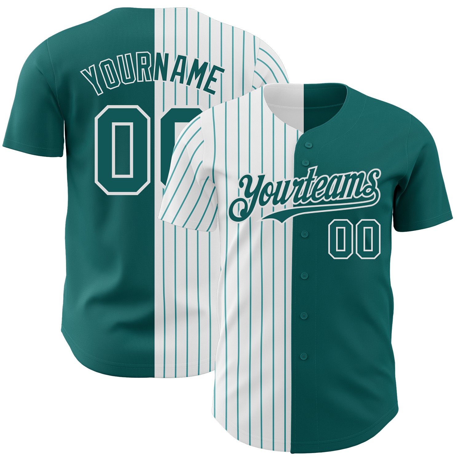 Custom Name Number Baseball Jersey - Personalized Teal White Teal Pinstripe Authentic Fashion Jersey Personalized Teal White-Teal