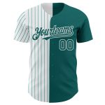 Custom Name Number Baseball Jersey - Personalized Teal White Teal Pinstripe Authentic Fashion Jersey Personalized Teal White-Teal