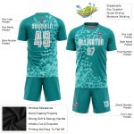 Custom Soccer Jersey Personalized Teal and White Uniform with Name and Number - Team Sublimation Design Personalized Teal