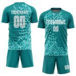Custom Soccer Jersey Personalized Teal and White Uniform with Name and Number - Team Sublimation Design Personalized Teal