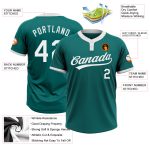 Custom Team Name & Number Unisex Softball Jersey - Personalized Teal & White Two-Button Design Personalized Teal White Two-Button