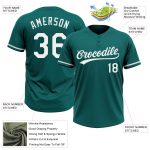 Custom Teal and White Unisex Softball Jersey - Personalized Two-Button Style Personalized Teal White Two-Button Unisex Softball