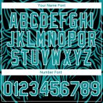 Customizable Teal and White Wolf Head 3D Pattern Varsity Letterman Bomber Jacket with Name and Number Personalized Teal White