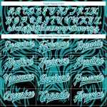Customizable Teal and White Wolf Head 3D Pattern Varsity Letterman Bomber Jacket with Name and Number Personalized Teal White