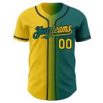 Custom Team Name Number Gradient Baseball Jersey Teal Yellow Black Fashion Authentic Personalized Teal Yellow-Black Authentic