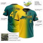 Custom Teal Yellow Black Gradient Softball Jersey with Personalized Name and Number - Unisex Two-Button Fashion Team Wear