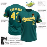 Custom Personalized Unisex Softball Jersey with Name & Number - Teal Yellow White Two-Button Design Personalized Teal Yellow-White
