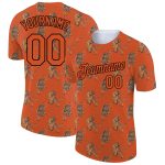 Custom Texas Tigers 3D Pattern Performance T-Shirt - Orange & Black with Personalized Name & Number Personalized Texas Orange