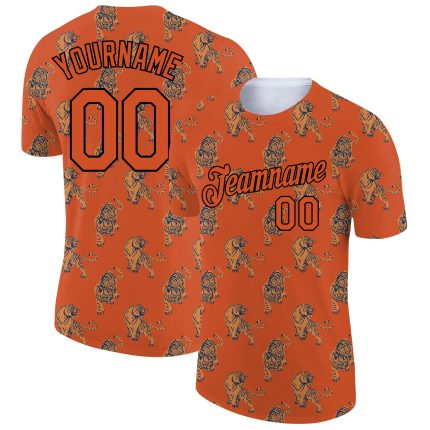 Custom Texas Tigers 3D Pattern Performance T-Shirt - Orange & Black with Personalized Name & Number Personalized Texas Orange