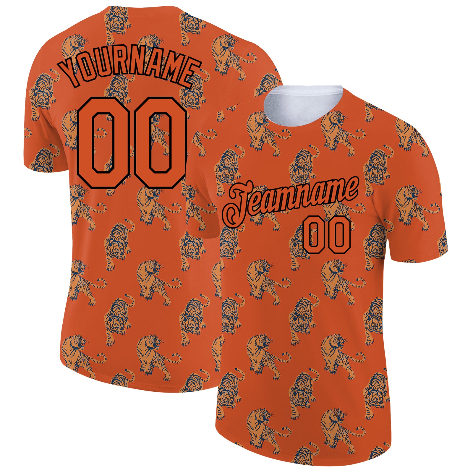 Custom Texas Tigers 3D Pattern Performance T-Shirt - Orange & Black with Personalized Name & Number Personalized Texas Orange