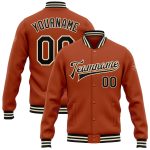 Custom Name Number Personalized Texas Orange Black Cream Bomber Varsity Letterman Jacket Personalized Texas Orange Black-Cream