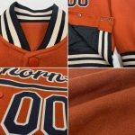 Custom Name Number Personalized Texas Orange Black Cream Bomber Varsity Letterman Jacket Personalized Texas Orange Black-Cream